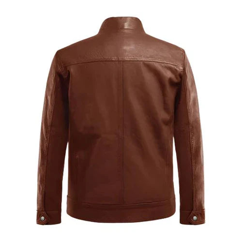 Men's Veil Tan Biker Brown Leather Jacket