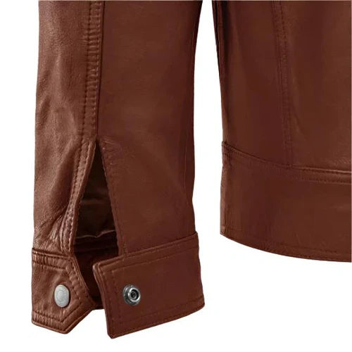 Men's Veil Tan Biker Brown Leather Jacket