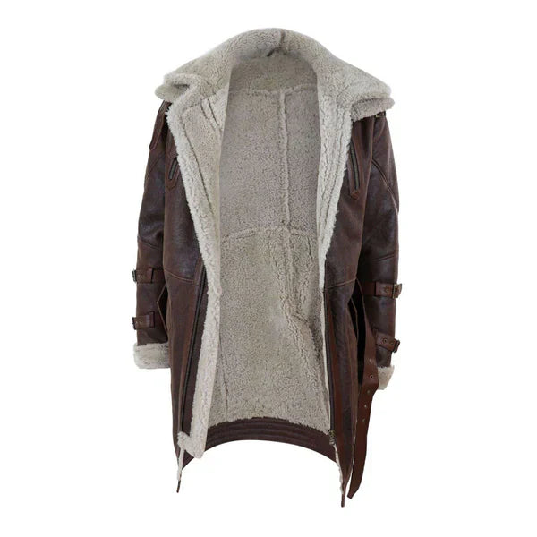 Men's RAF Aviator Shearling Real Bomber Leather Coat