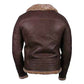 Men's Faux Shearling Brown Zipper Leather Jacket