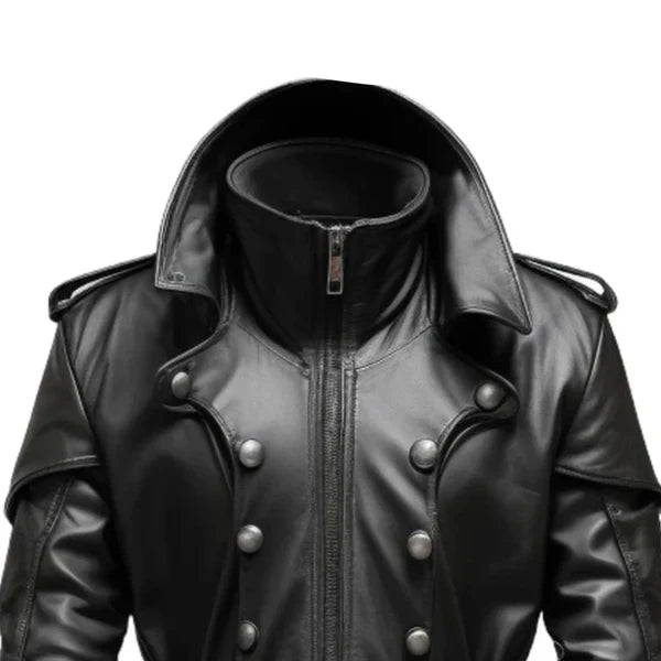 Stylish Hooded Genuine Black Leather Coat