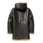 Men's B3 Hooded Shearling Coffee Leather Coat