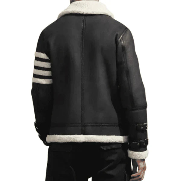 Men's B3 Faux Shearling Black & White Bomber Jacket