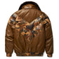 Men's V-Bomber Faux Shearling Brown Leather Jacket