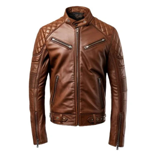 Men's Brown Racer Biker Leather Jacket