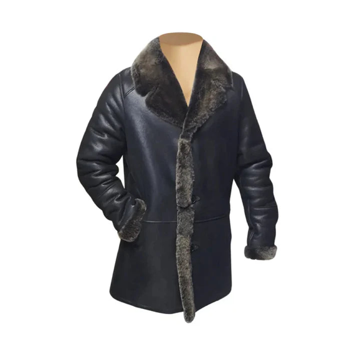 Hal Park's Traditional Black Shearling Leather Coat