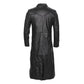 Full-Length Classic Black Leather Trench Coat