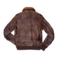 Men's G-1 Distressed Faux Shearling Brown Bomber Jacket