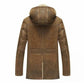 Men's B3 Hooded Shearling Real Brown Leather Coat