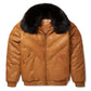 Men's V-Bomber Faux Shearling Brown Leather Jacket