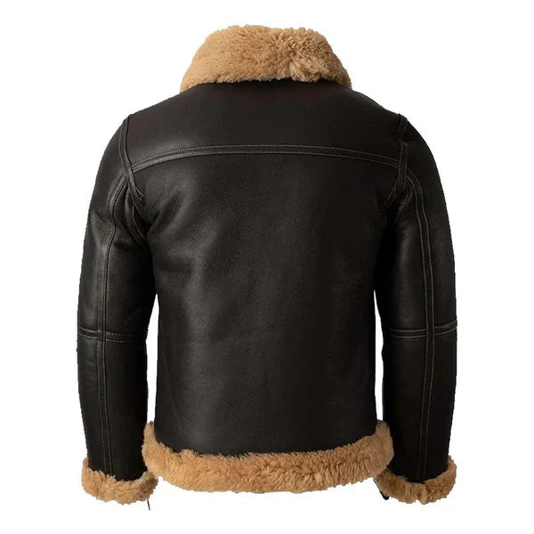 Men' 1940s B3 Bomber Battle Faux Shearling Leather Jacket