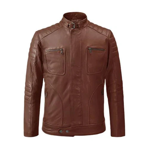 Men's Tan Rebellion Biker Leather Jacket