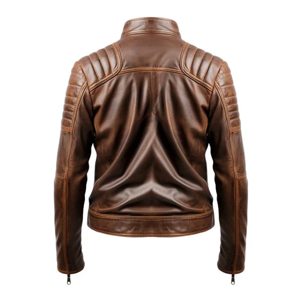 Men's Brown Leo Distressed Leather Jacket