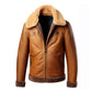 Men's B3 Zipper Faux Shearling Brown Leather Jacket