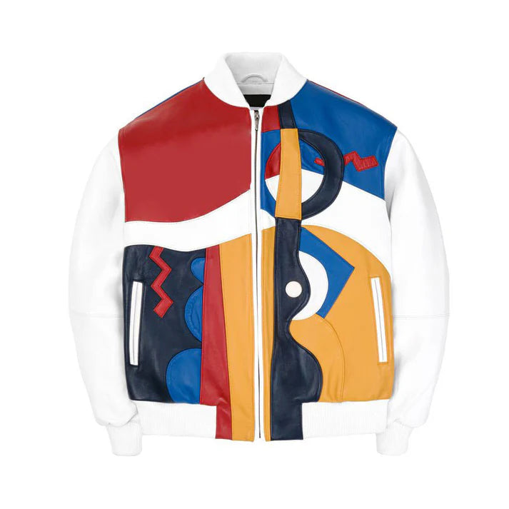 Men's Stylish White Pecaso With Red Leather Jacket