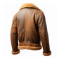 Men's B3 Brown Zipper Pockets Faux Shearling Leather Jacket