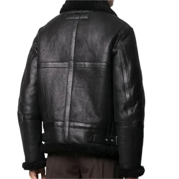 Men's B3 Faux Shearling Black Bomber Leather Jacket