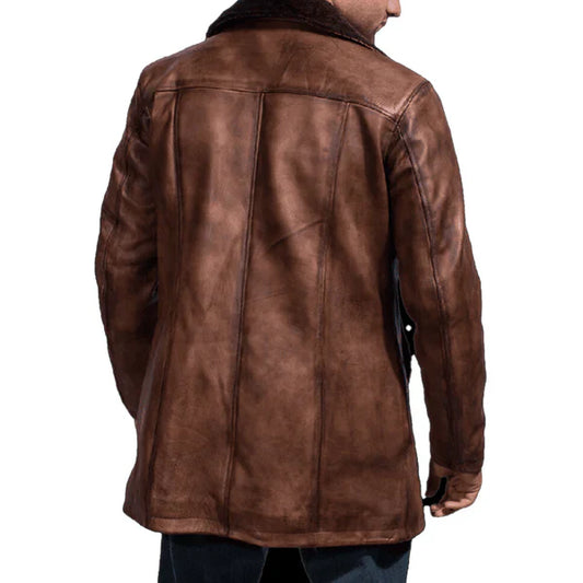 Long Trench Brown Real Leather Coat