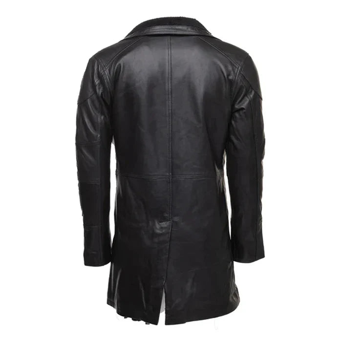 James' Tempest Black Genuine Leather Trench Coat