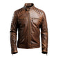 Men's Brown Leo Distressed Leather Jacket