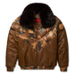 Men's V-Bomber Faux Shearling Brown Leather Jacket