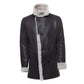 Jozef's Buttoned Shearling Black Leather Coat