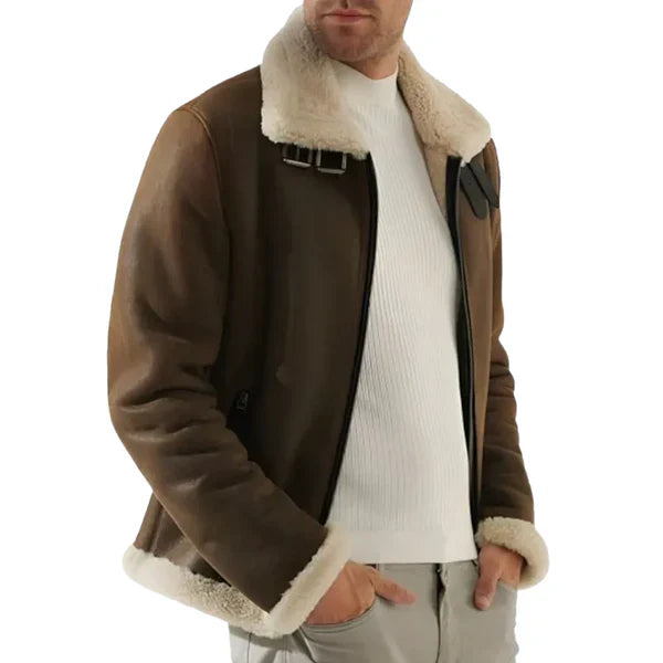 Men's B3 Faux Shearling Brown Leather Jacket