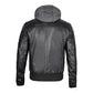 Men's Hoodie Grey Leather Jacket