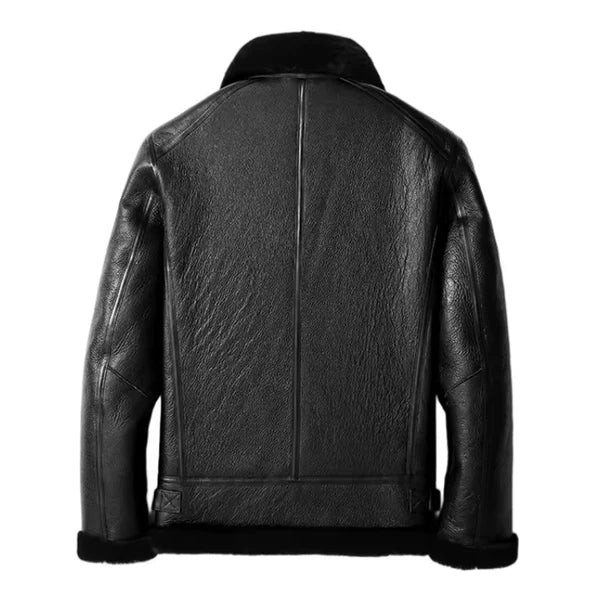 Men's B3 Faux Shearling Black Bomber Leather Jacket