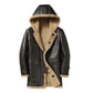 Men's B3 Hooded Shearling Coffee Leather Coat