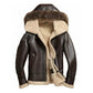 Men's Faux Shearling Fur Brown Leather Jacket