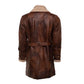 Rust Sherpa Vintage Lining Premium Leather Trench Coat