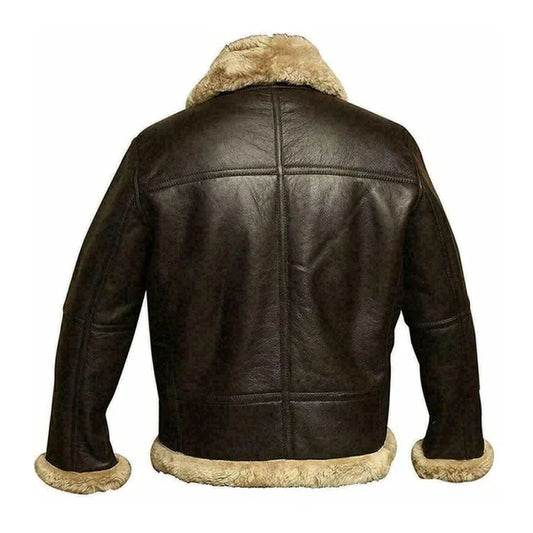 Men's RAF Flight Aviator Faux Shearling Leather Jacket