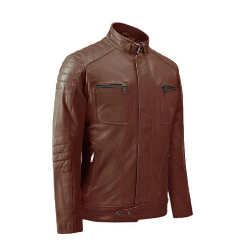 Men's Tan Rebellion Biker Leather Jacket