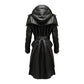 Stylish Hooded Genuine Black Leather Coat