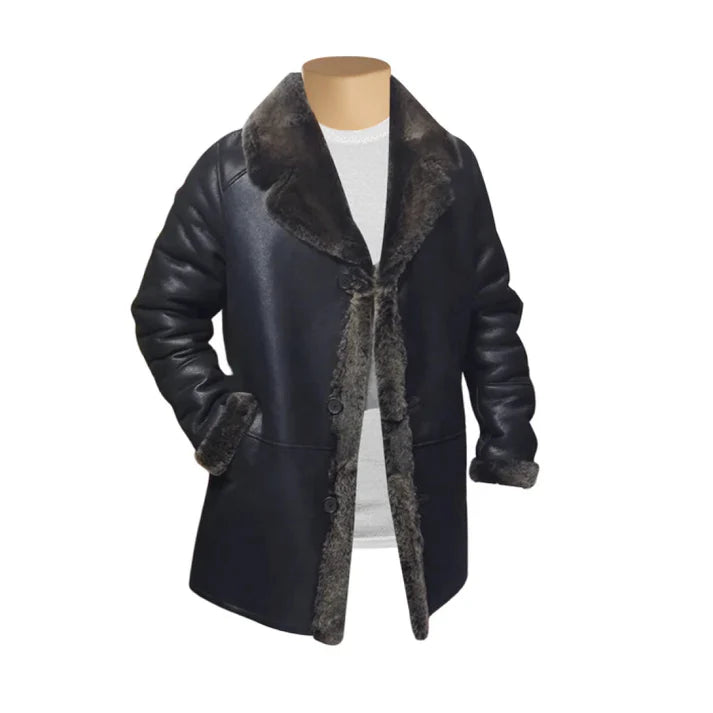 Hal Park's Traditional Black Shearling Leather Coat