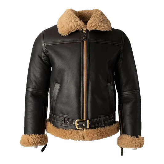 Men' 1940s B3 Bomber Battle Faux Shearling Leather Jacket