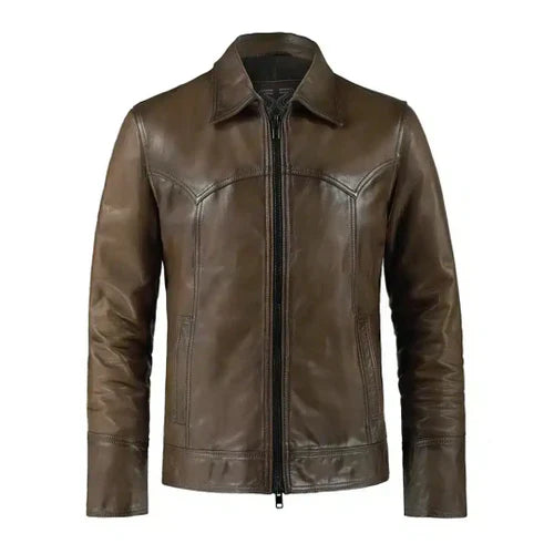 Men's Vintage Phonics Brown Leather Jacket