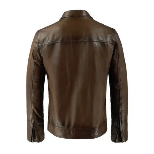 Men's Vintage Phonics Brown Leather Jacket