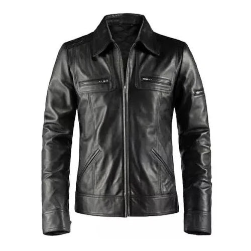 Men's Sable Genuine Black Leather Jacket