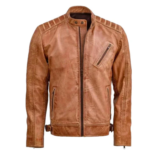 Men's Tan Nexus Biker Leather Jacket