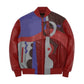 Men's Stylish Red Pecaso With Purple Leather Jacket