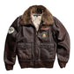 Men's Aviator Vintage Collar Faux Shearling Leather Jacket