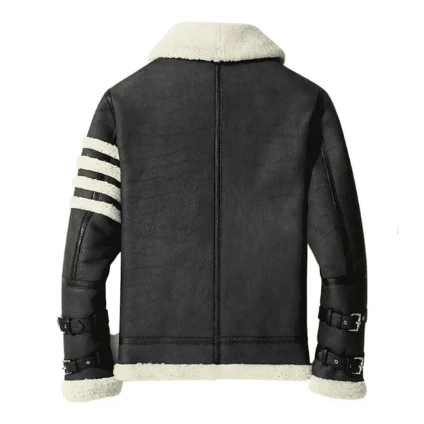 Men's B3 Faux Shearling Black & White Bomber Jacket