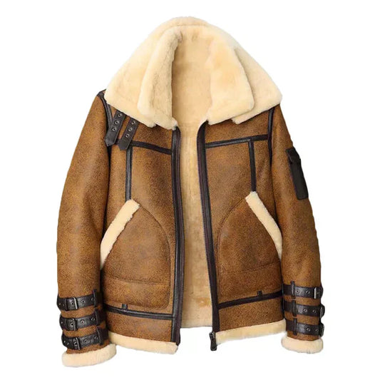 Men's B3 Faux Shearling Brown Bomber Leather Jacket