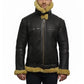 Men's Black Faux Shearling Bomber Real Leather Jacket