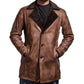 Long Trench Brown Real Leather Coat