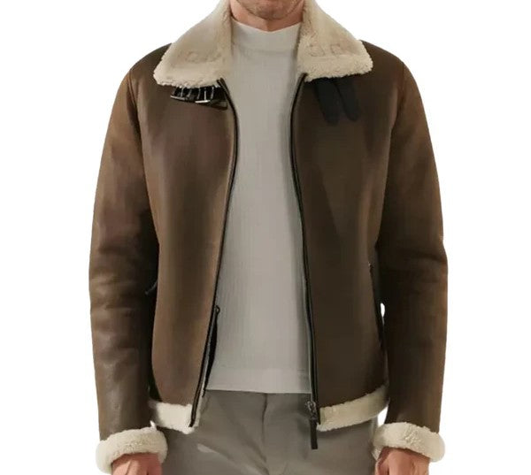 Men's B3 Faux Shearling Brown Leather Jacket