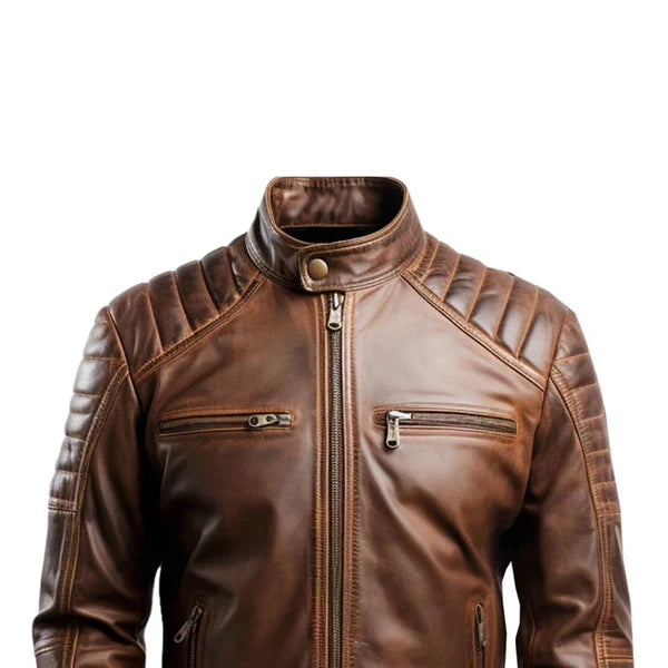 Men's Brown Leo Distressed Leather Jacket