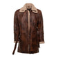 Rust Sherpa Vintage Lining Premium Leather Trench Coat